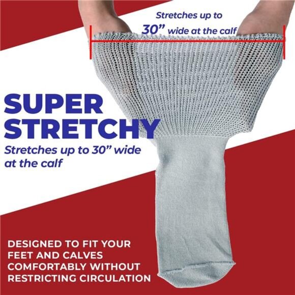 Extra Wide Socks for Swollen Feet Women,Diabetic Socks for Women 9-11,Hospital - Picture 3 of 8